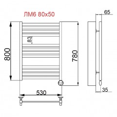 Полотенцесушитель электрический Ника Modern ЛМ 6 белый масляный 100x50