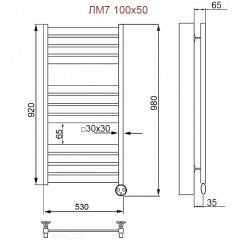 Полотенцесушитель электрический Ника Modern ЛМ 7 белый масляный 100x50