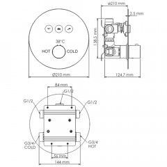 Смеситель для ванны встраиваемый WasserKRAFT Dinkel 5844 Thermo