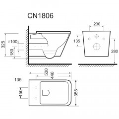 Унитаз подвесной Ceramica Nova Cubic CN1806 безободковый