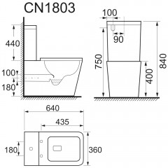 Унитаз Ceramica Nova Cubic CN1803 безободковый