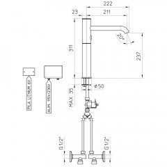 Смеситель для раковины Palazzani Idrotech 12E55210 электронный