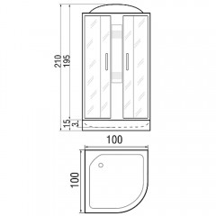 Душевая кабина River Nara Light 100/15 МТ с поддоном