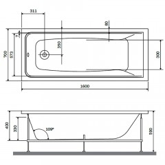 Ванна акриловая Am.Pm Gem W90A-160-070W-A