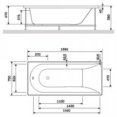 Каркас для ванны Am.Pm Spirit W72A-170-075W-R2