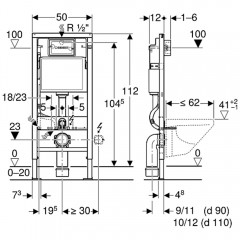 Инсталляция для подвесного унитаза Geberit DuofixBasic 458.103.00.1 с кнопкой смыва