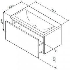 Тумба под раковину Am.Pm Gem 75 подвесная 1 ящик M90FHX07521WG