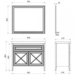 Тумба с раковиной ASB-Woodline Монте 100 бежевый массив ясеня