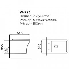 Унитаз подвесной безободковый Black&White W-723