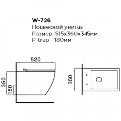 Унитаз подвесной безободковый Black&White W-726