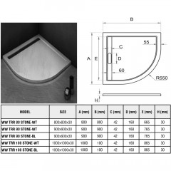 Поддон из литьевого мрамора WeltWasser TRR 90 STONE-WT