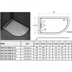 Поддон из литьевого мрамора WeltWasser TRR 12080 STONE-WT R