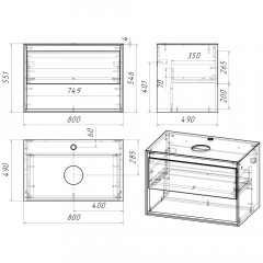 Тумба под раковину Cersanit Louna 80 SZ-LOU-CO80-BL/Wh