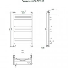 Полотенцесушитель Тругор Приоритет НП 3 П 100х60