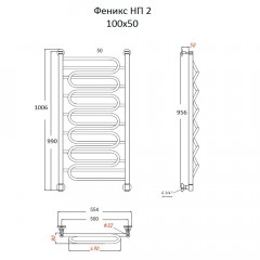 Полотенцесушитель Тругор Феникс НП 2 100х50
