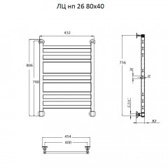 Полотенцесушитель Тругор Квадро ЛЦ НП 26 80х40