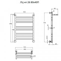 Полотенцесушитель Тругор Квадро ЛЦ НП 26 П 80х40