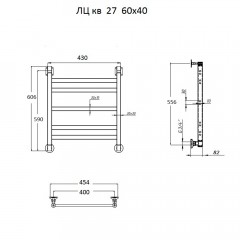 Полотенцесушитель Тругор Квадро ЛЦ КВ 27 60х40