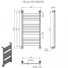 Полотенцесушитель Тругор Квадро ЛЦ КВ 28 100х50