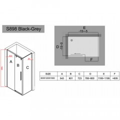 Душевое ограждение Black&White S898 Black 1200x800