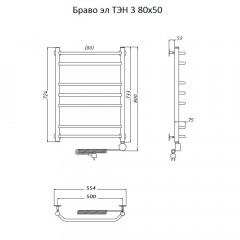 Полотенцесушитель электрический Тругор Браво ТЭН 3 80х50