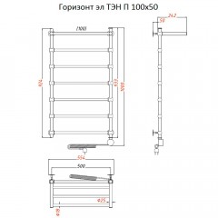 Полотенцесушитель электрический Тругор Горизонт ТЭН П 100х50