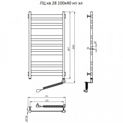 Полотенцесушитель электрический Тругор Квадро ЛЦ 28 100х40