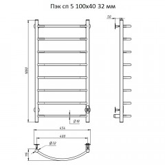 Полотенцесушитель электрический Тругор ПЭК СП 5 32 100х40