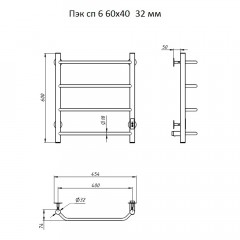 Полотенцесушитель электрический Тругор ПЭК СП 6 32 60х40