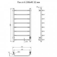 Полотенцесушитель электрический Тругор ПЭК СП 6 32 100х40