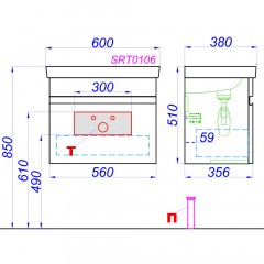 Тумба с раковиной Aqwella Smart 60 бетон