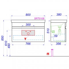 Тумба под раковину Aqwella Smart 80 бетон SRT0108BS