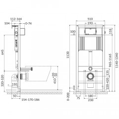 Инсталляция для подвесного унитаза Cersanit Aqua 50 Slim IN-MZ-AQ50-SL-PN-QF-GL