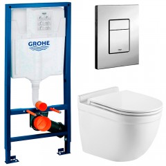 Инсталляция Grohe Rapid SL 38772001 + унитаз WeltWasser Heimbach 004 GL-WT безободковый с сиденьем