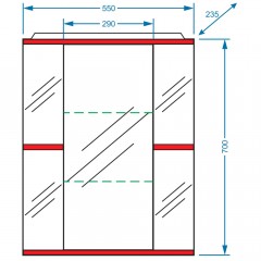 Зеркало-шкаф Stella Polar Колор-1 55/С красный SP-00000196