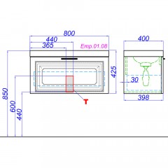 Тумба под раковину Aqwella 5 stars Empire 80 Emp.01.08/W