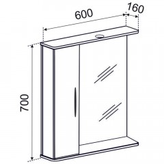 Зеркало-шкаф Emmy Рокард 60 L rok3.60bel-l