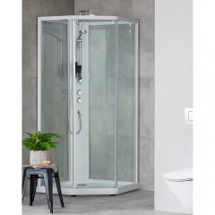 Душевая кабина IDO Showerama 10-5 пятиугольная 90x90 профиль белый, стекло прозрачное/прозрачное