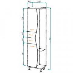 Пенал Bellezza Рио 50 L чёрный/красный