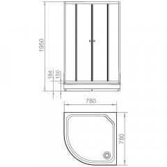 Душевой угол Domani-Spa Fit 88 прозрачное стекло DS04F88L0Cl00