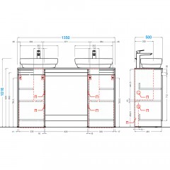 Тумба с раковиной Alavann Soft 135