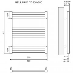 Полотенцесушитель Lemark Bellario LM68607BL П7 500x600 чёрный