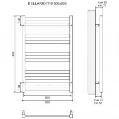 Полотенцесушитель Lemark Bellario LM68810BL П10 500x800 чёрный