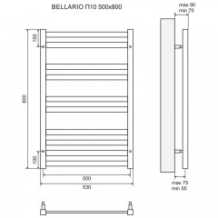 Полотенцесушитель электрический Lemark Bellario LM68810E П10 500x800 хром