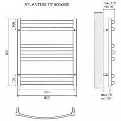 Полотенцесушитель Lemark Atlantiss LM32607R П7 500x600 хром