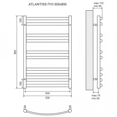 Полотенцесушитель Lemark Atlantiss LM32810R П10 500x800 хром