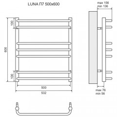 Полотенцесушитель Lemark Luna LM41607 П7 500x600 хром