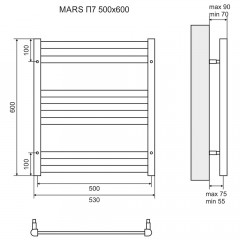 Полотенцесушитель Lemark Mars LM35607 П7 500x600 хром