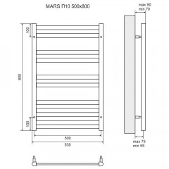 Полотенцесушитель Lemark Mars LM35810 П10 500x800 хром