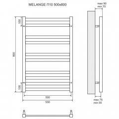 Полотенцесушитель Lemark Melange LM49810 П10 500x800 хром